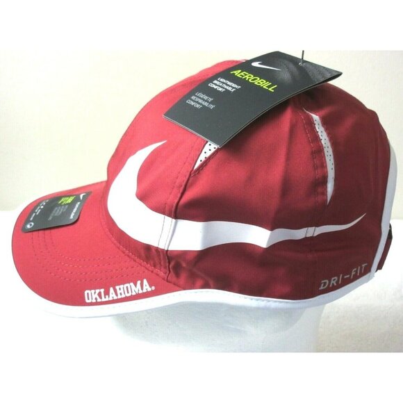 Nike Featherlight Aerobill Oklahoma Sooners Big Swoosh Men's Hat Crimson Red - Picture 2 of 3